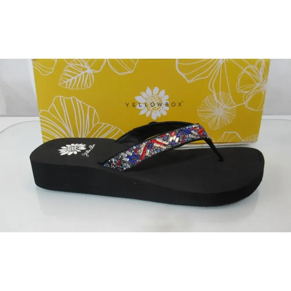 Yellow Box Size 8 Jazel Flip Flops Thong Sandals Comfort Multi - Picture 1 of 5
